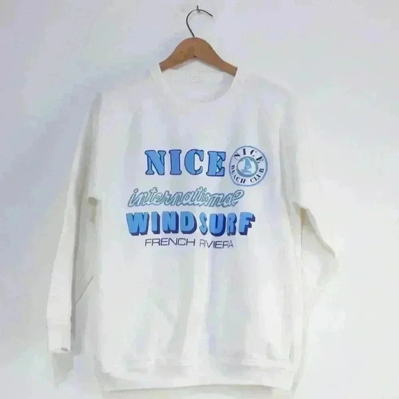 Vintage 80s Nice France Beach Club Graphic Sweatshirt - RARE! - Picture 1 of 4